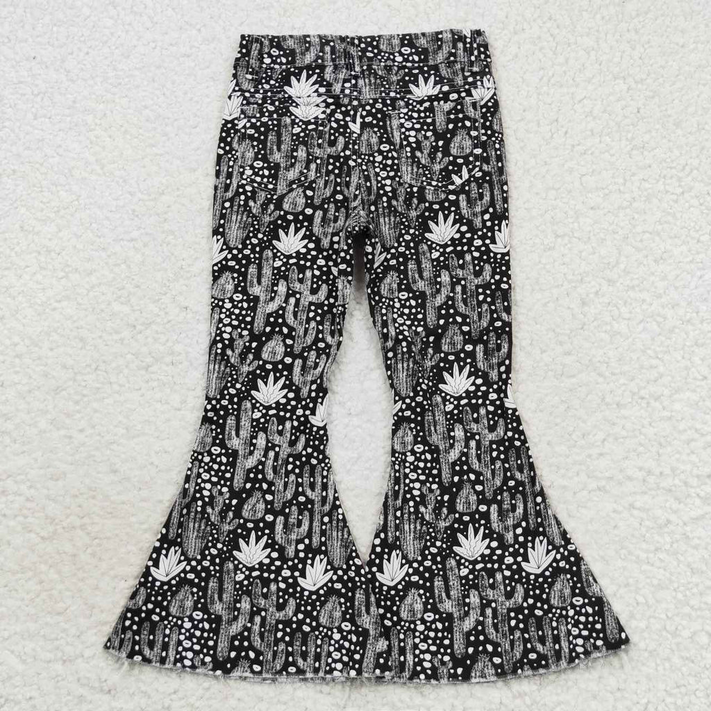 black cactus denim flare bottom jeans western girls clothes