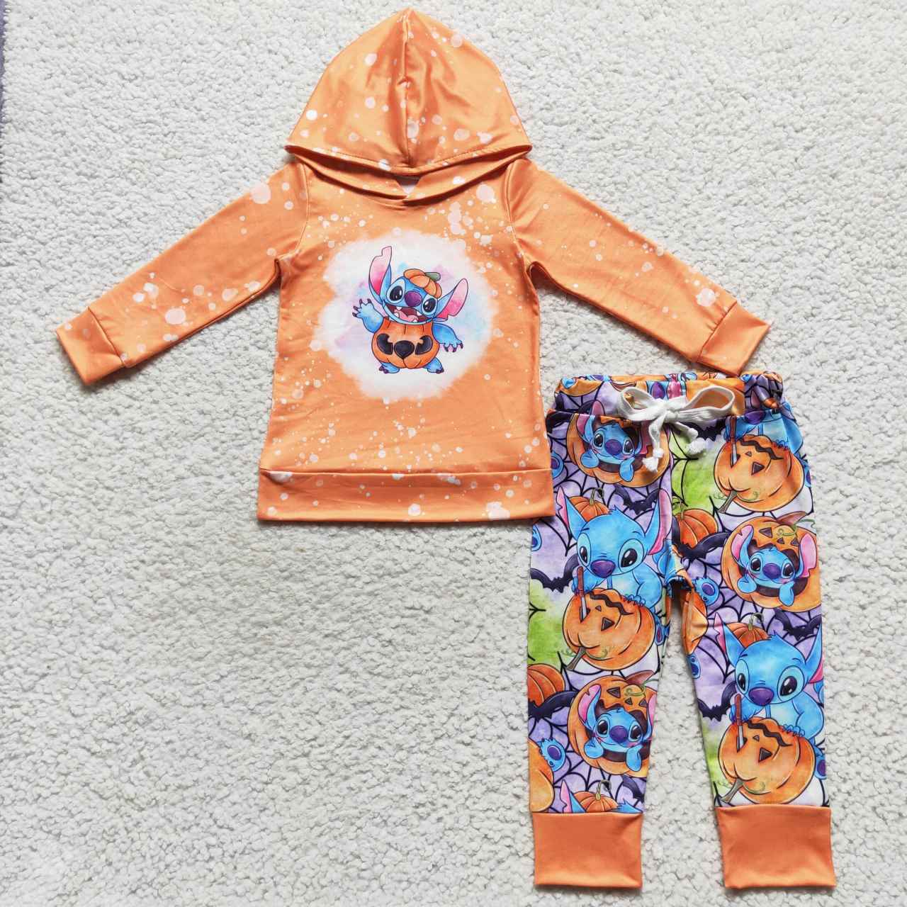 Kids orange halloween lilo pumpkin hoodie set