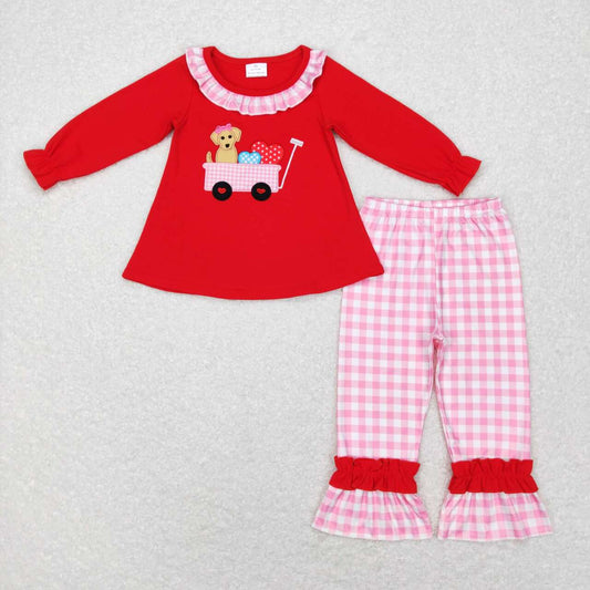 baby girl valentine's day clothing embroidery pants set