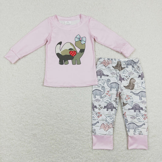 girl valentine's day dinosaur pajama