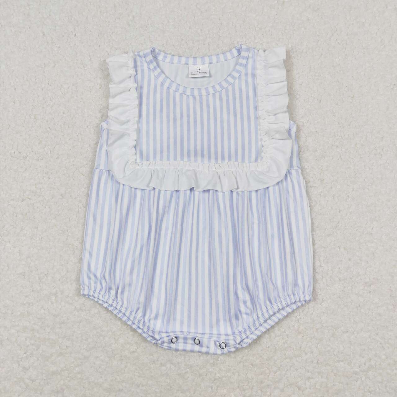 baby girl blue stripe ruffle bib bubble