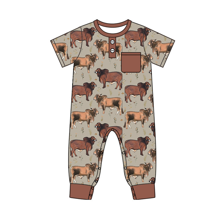 Pre order baby boy cow print romper