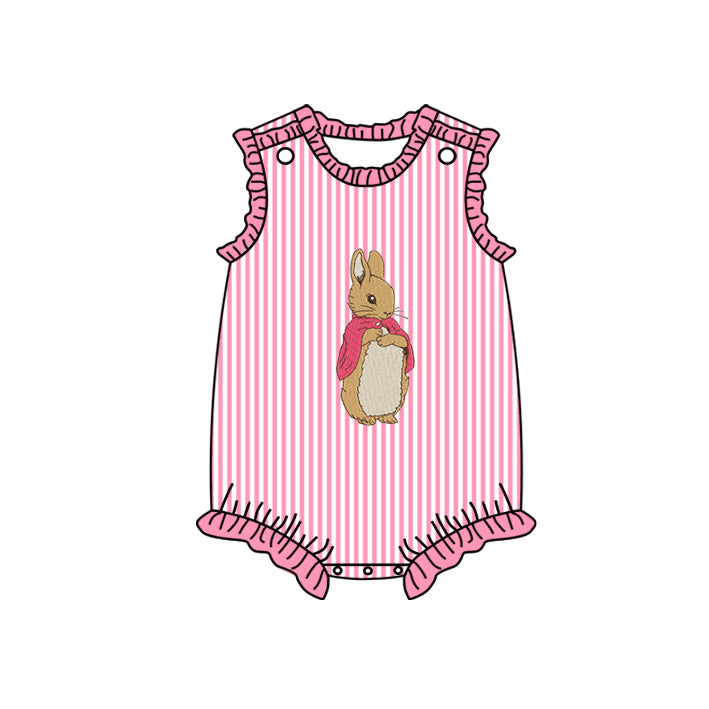 Pre order baby easter pink striped bunny bubble girl