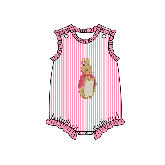 Pre order baby easter pink striped bunny bubble girl