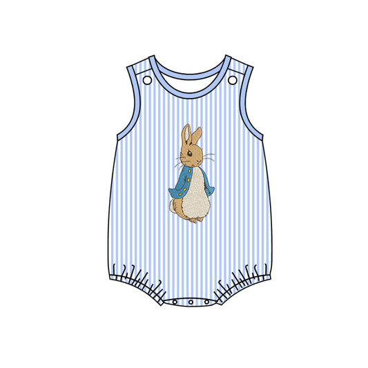 Pre order baby easter blue striped bunny bubble boy