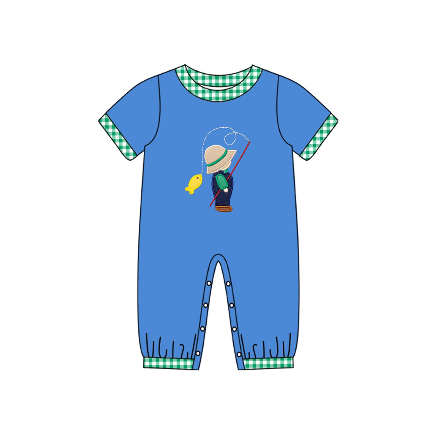 Pre order gone fishing blue romper boy