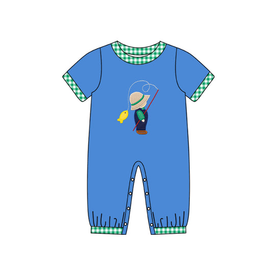 Pre order gone fishing blue romper boy