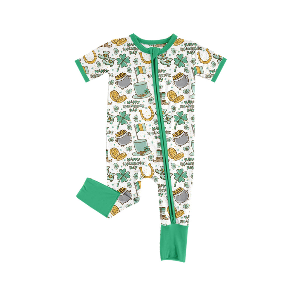 Pre order baby boy st patrick shamrock sleeper