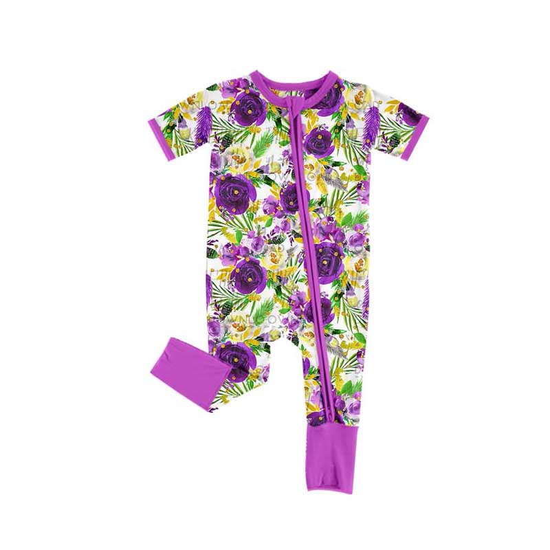 Pre order baby duck purple flower print sleeper