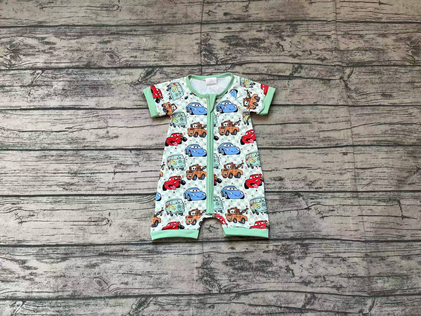 Pre order summer cartoon cars print sleeper green