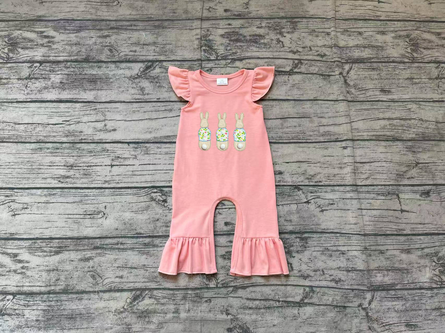 Pre order pink bunny romper (do embroidery)