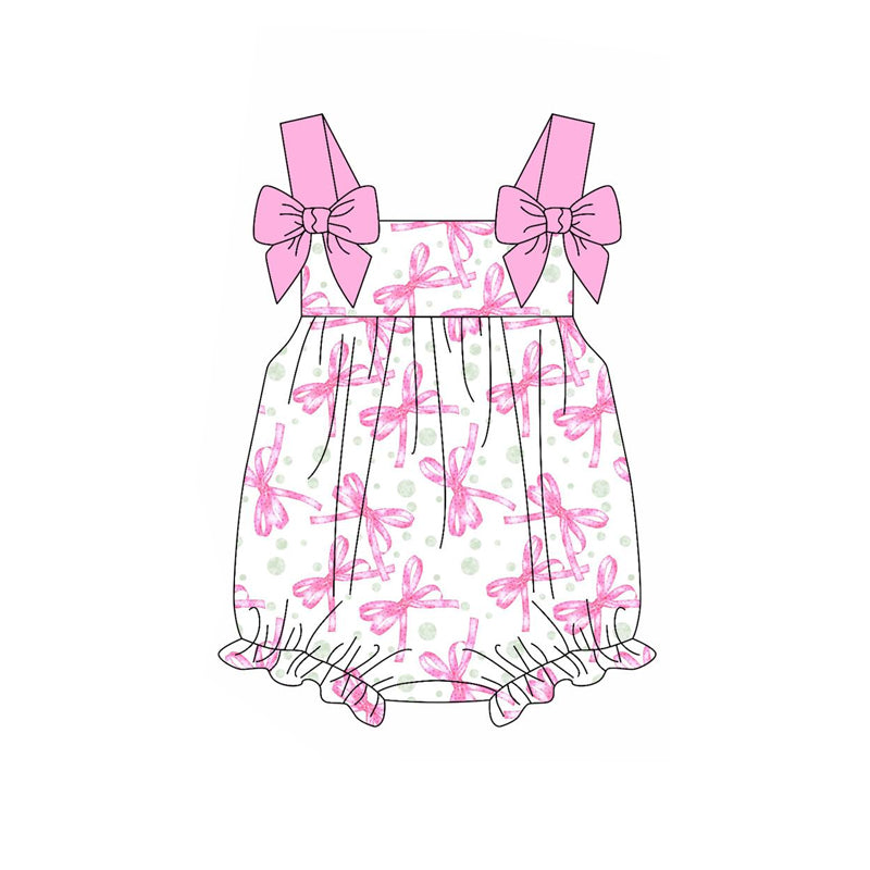 Pre order pink bows print strap rompers