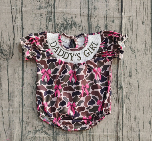 Pre order daddy's girl camo romper  (do embroidery)
