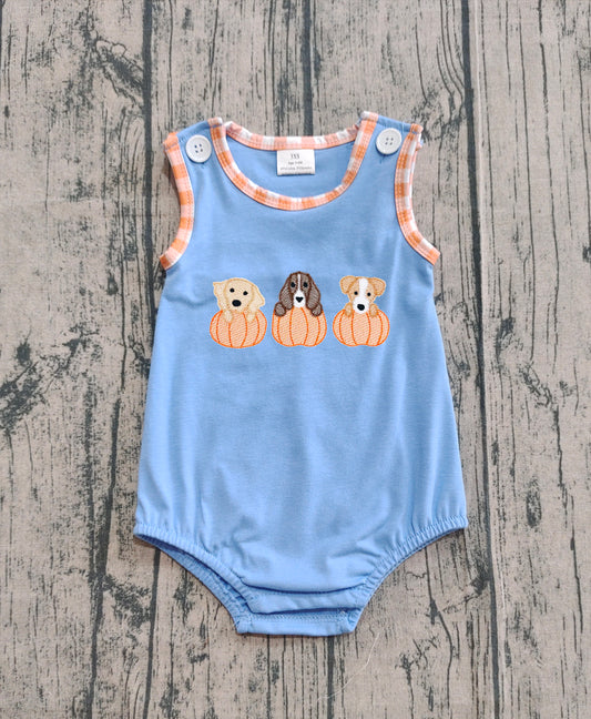 Pre order puppy pumpkin print boy bubble