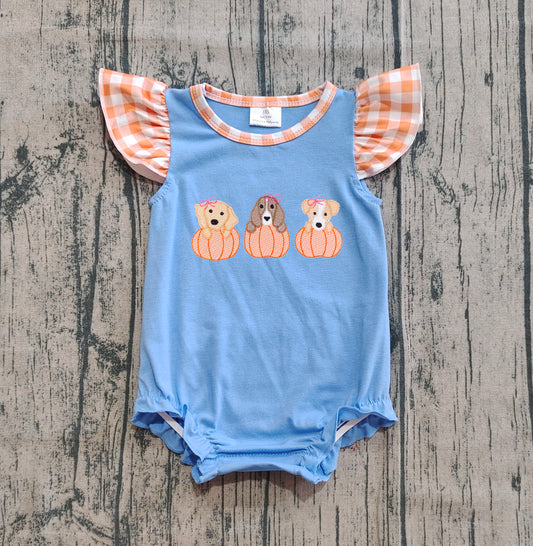 Pre order puppy pumpkin print girl bubble