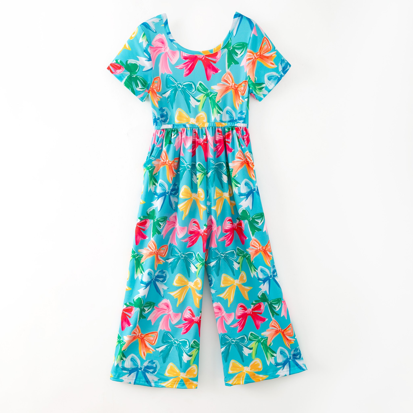 pre order colorful bows short sleeve jumpsuit