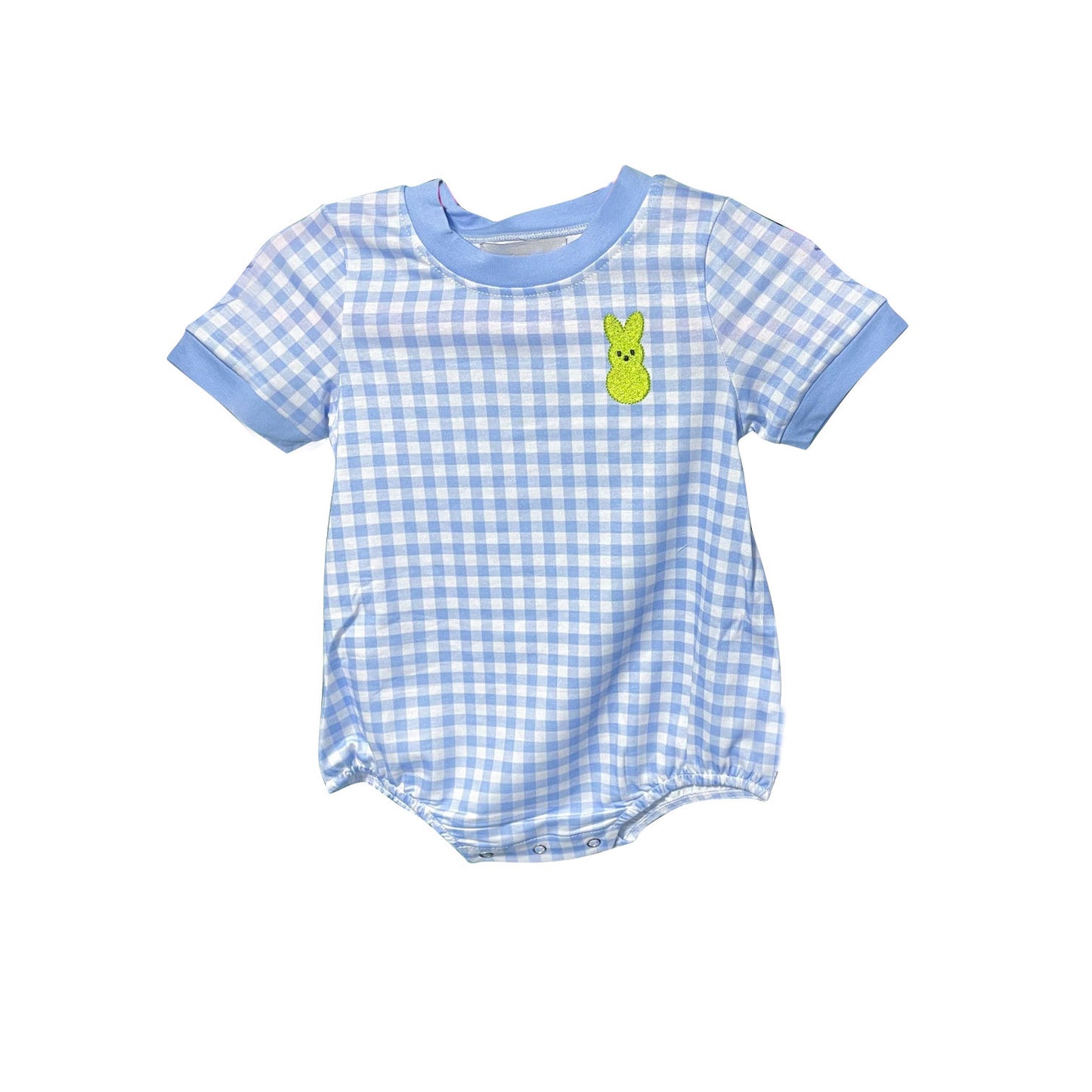 Pre order blue plaid bunny easter baby boy bubble