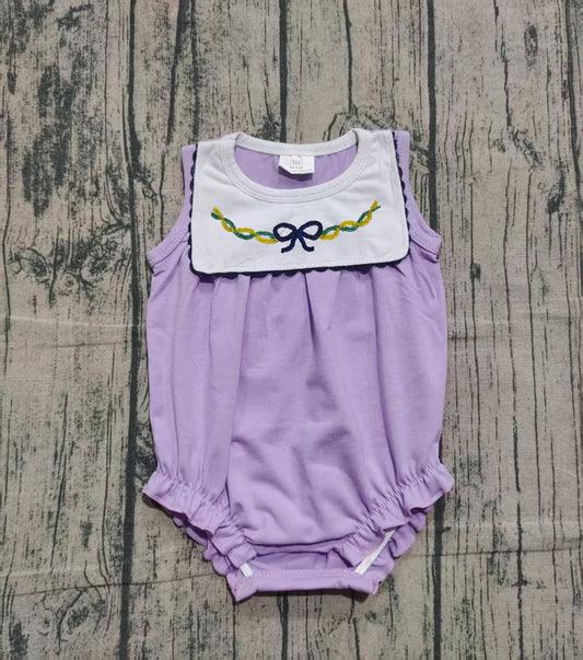Pre order mardi gras baby girl bubble (do embroidery)