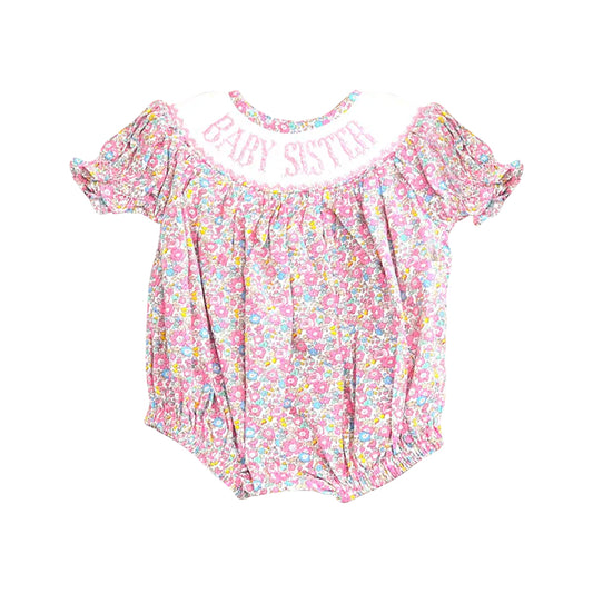 Pre order baby sister floral baby girl bubble