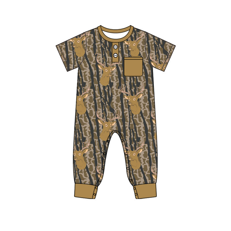 Pre order camo hunting short sleeve baby boy romper