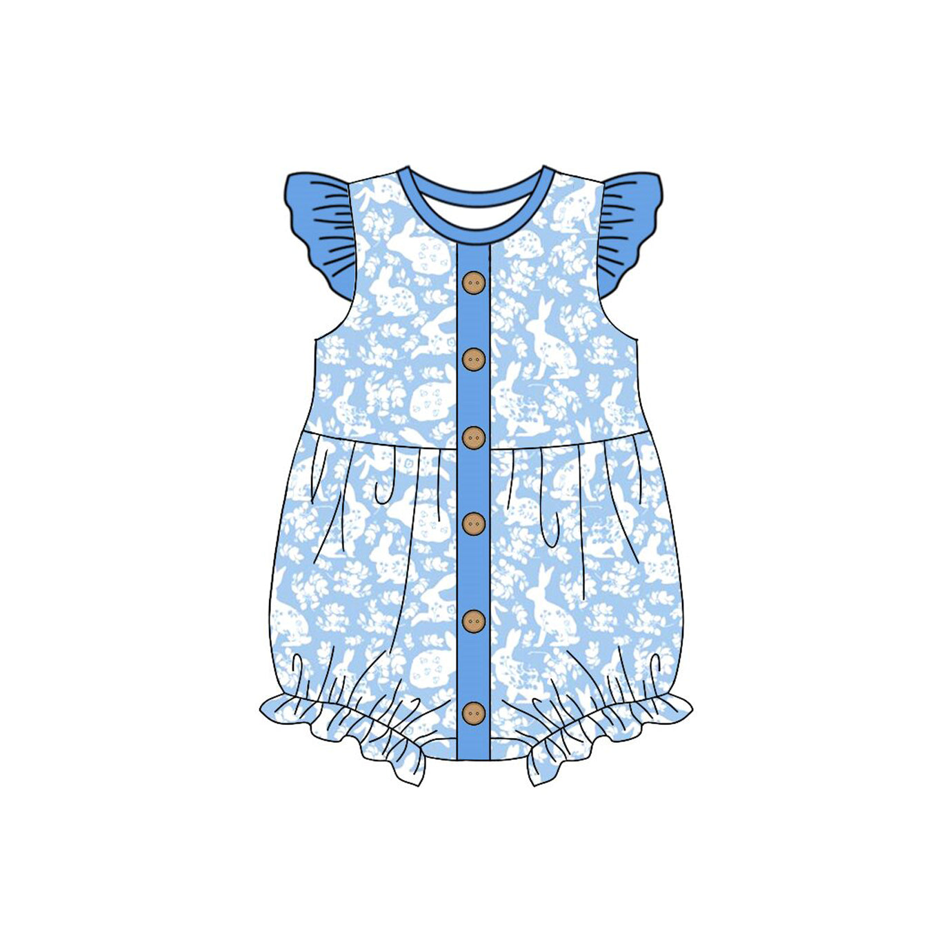 Pre order girl easter rabbit print blue bubble