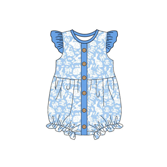 Pre order girl easter rabbit print blue bubble