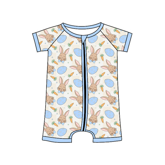 Pre order rabbit and eggs print baby boy sleeper