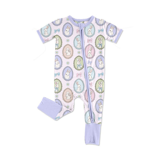 Pre order rabbit print baby girl sleeper