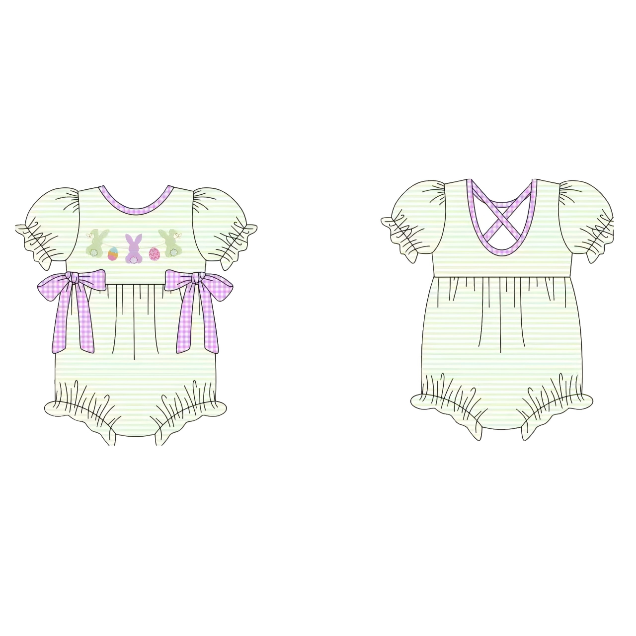 Pre order stripes bunny print girl bubble