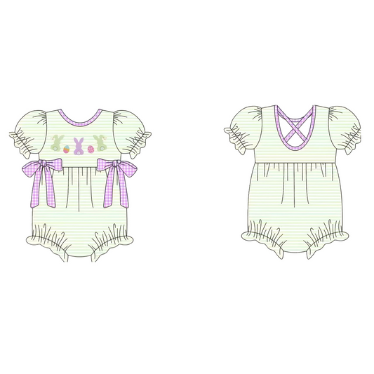 Pre order stripes bunny print girl bubble