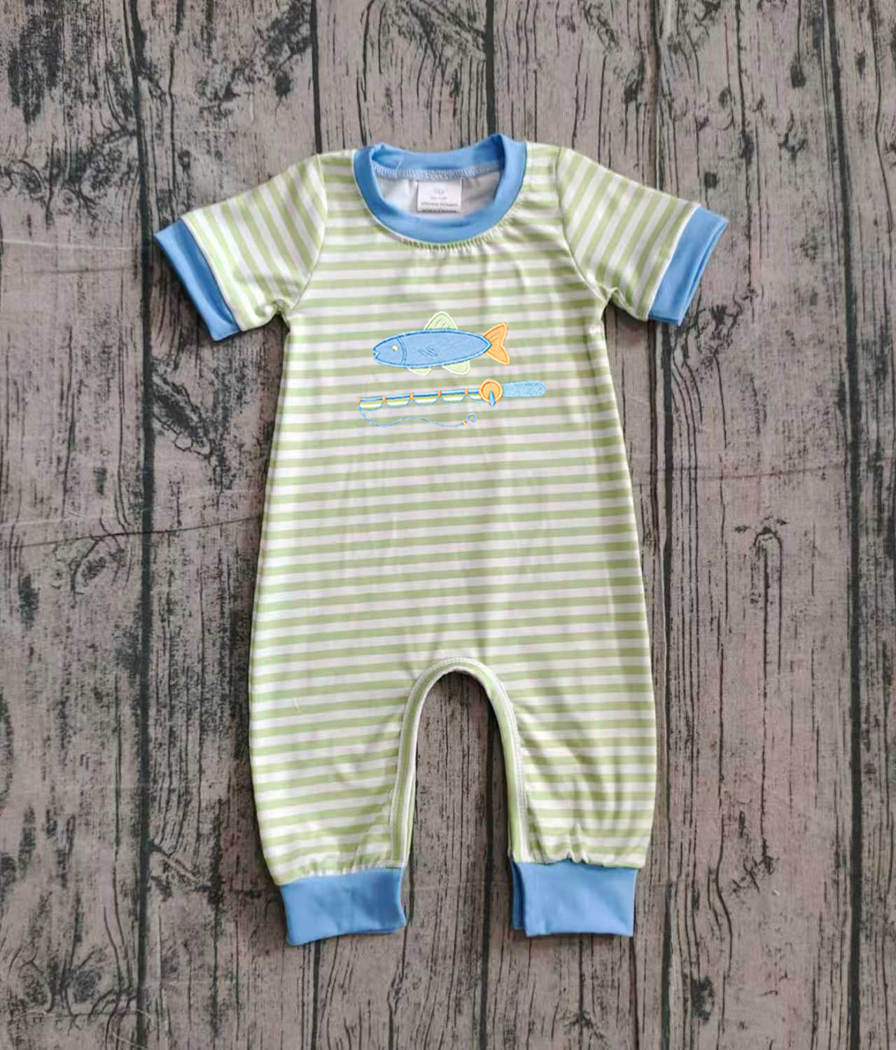 Pre order gone fishing boy romper (do embroidery)