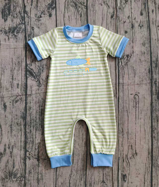 Pre order gone fishing boy romper (do embroidery)