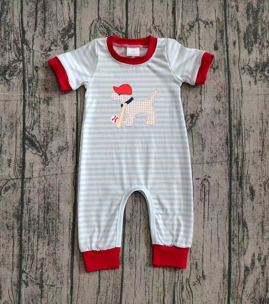Pre order baseball dog boy romper (do embroidery)
