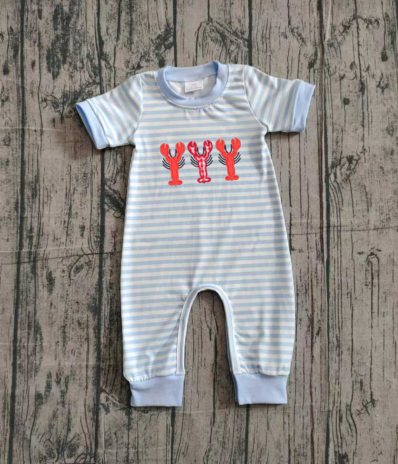 Pre order crawfish boy romper (do embroidery)