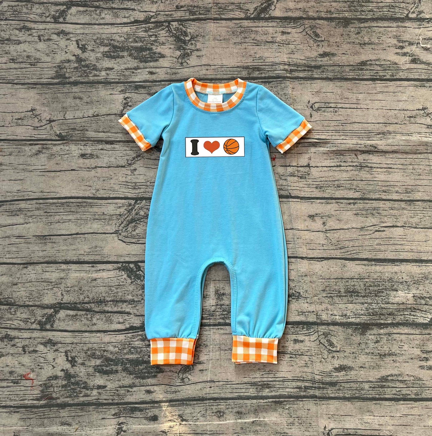 Pre order i love basketball boy romper (do embroidery)