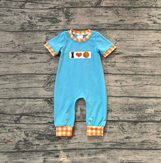 Pre order i love basketball boy romper (do embroidery)