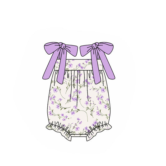 Pre order purple flower strap bubble baby clothes