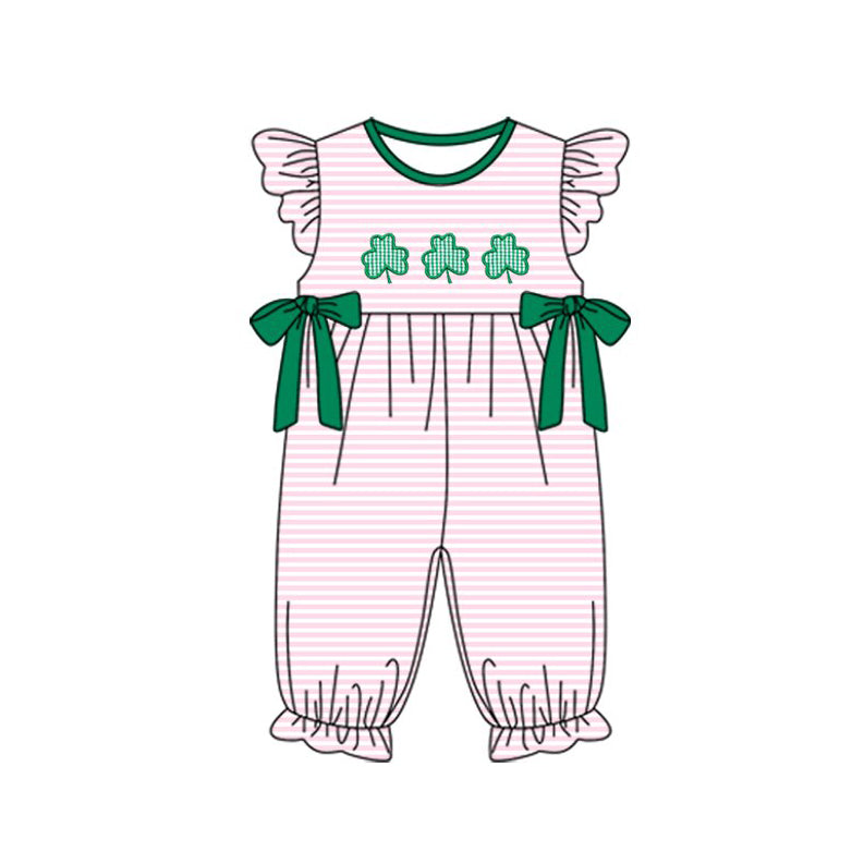 Pre order stripes four-leaf clover romper