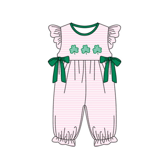 Pre order stripes four-leaf clover romper