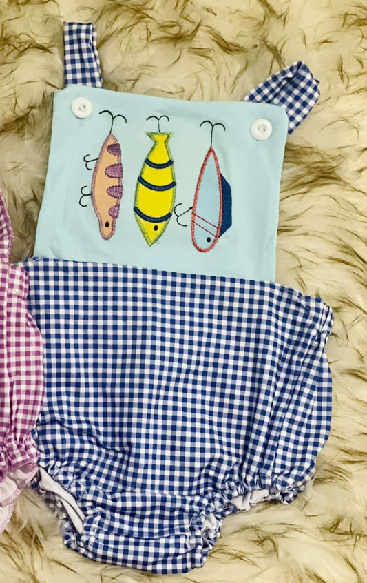 Pre order gingham fish hook girl bubble