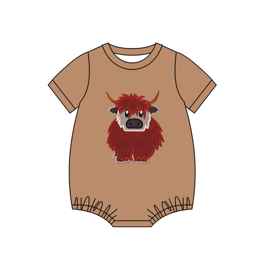 Pre order highland cow pattern short sleeve romper