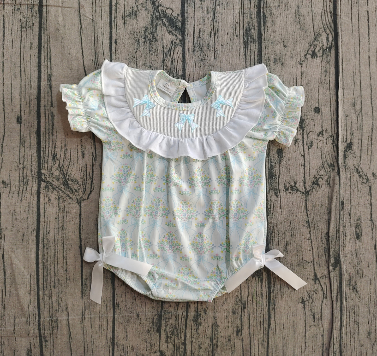 Pre order coquette and flower girl romper (smock embroidery)