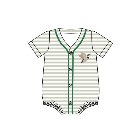 Pre order stripes duck button v neck romper