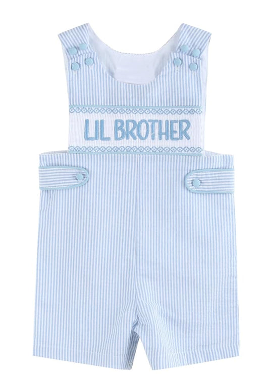 Pre order blue stripes lil brother romper