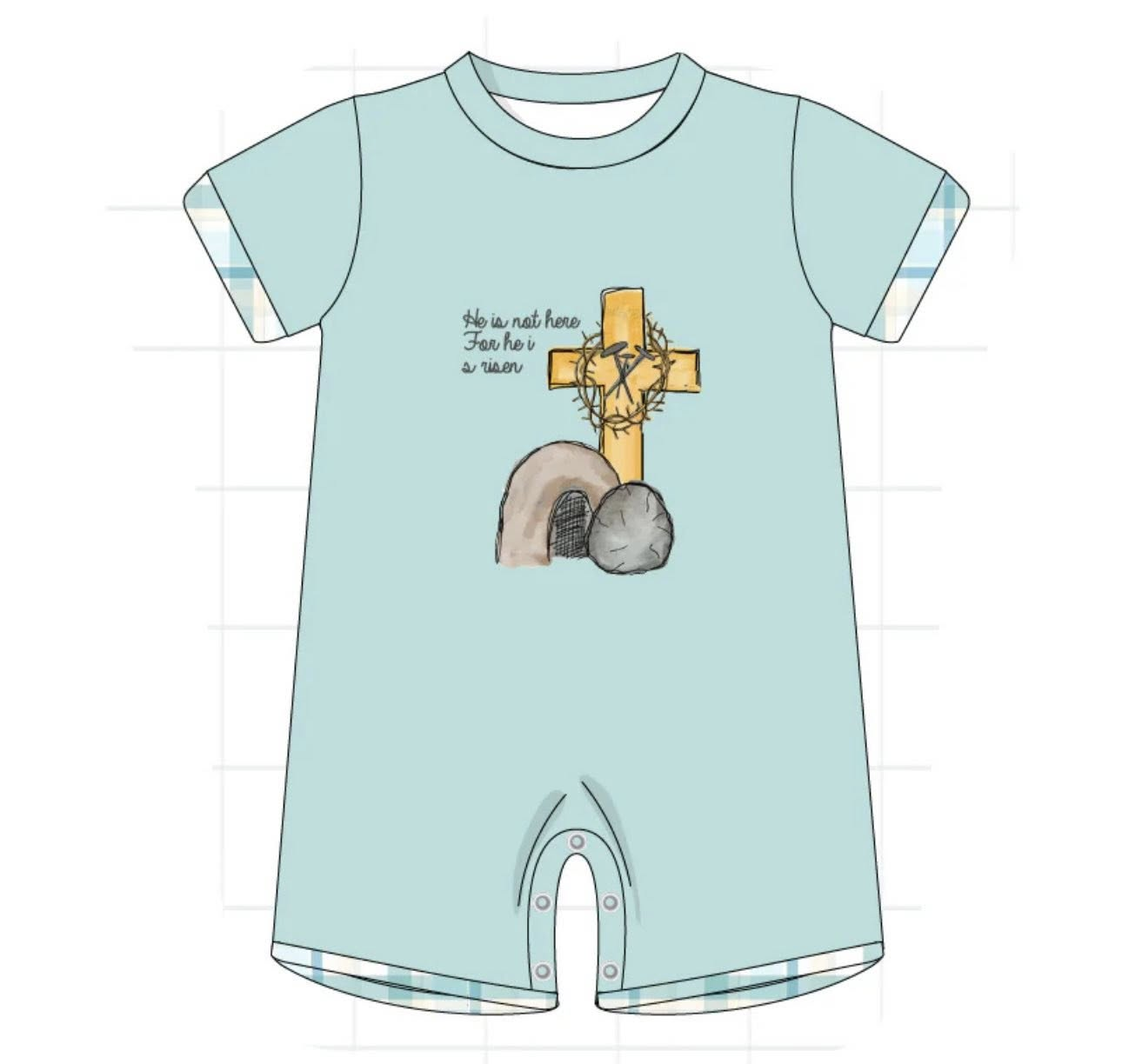 Pre order he is risen boy romper