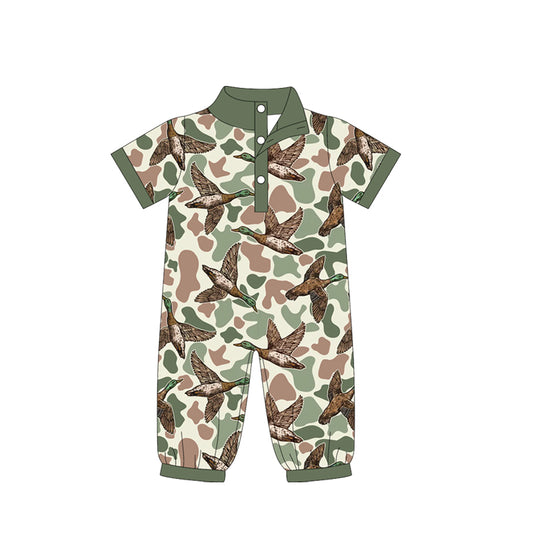 Pre order long sleeve camo hunting polo romper