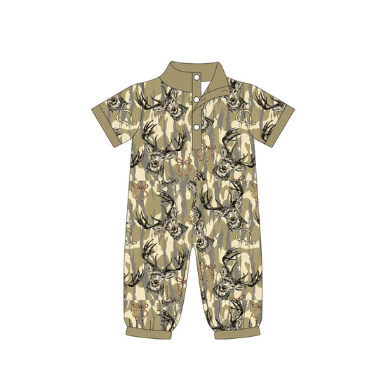 Pre order long sleeve camo hunting polo romper