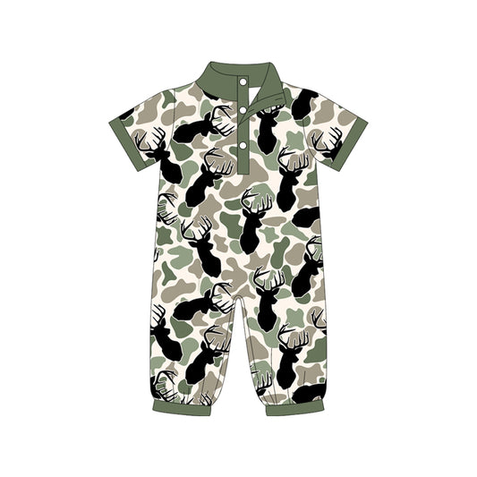 Pre order long sleeve camo hunting polo romper