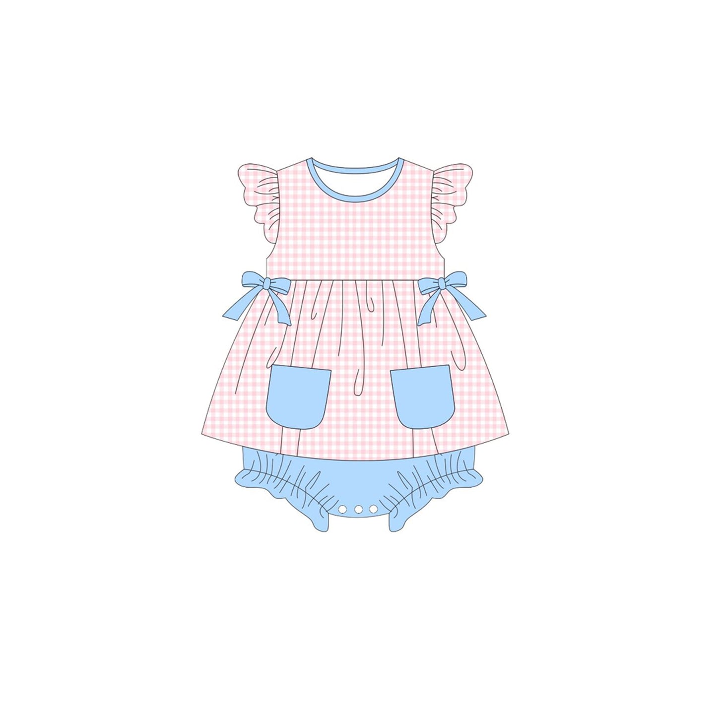 Pre order pink gingham girl playwear