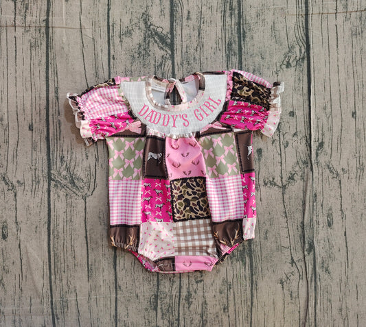 Pre order daddy's girl hunting patchwork bubble (smock embroidery)